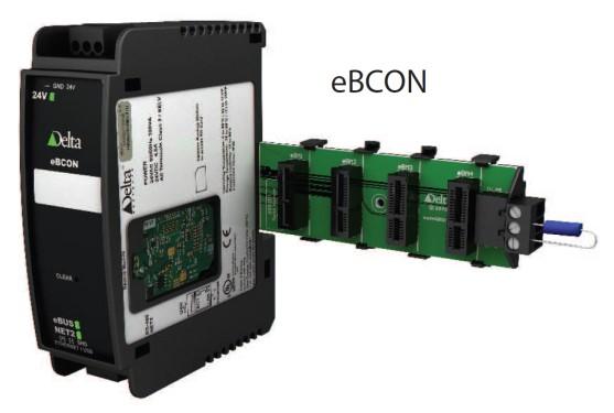 entelibus Controladores Modulares Controladores Modulares ebcon - 1 Porta Ethernet - BACnet IP, BACnet MS/TP - 1 Porta RS 485-1 Porta USB - 4 slots para módulos de sinais - Capacidade de