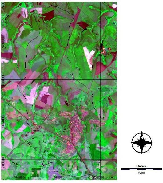 Utilizou-se também imagem do sensor TM (Thematic Mapper) do satélite Landsat-5 cedida pelo Instituto Nacional de Pesquisas Espaciais (INPE) em formato digital, Figura 1, sendo posteriormente