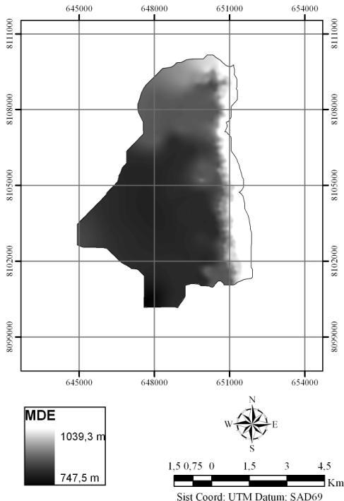 F. P. de Deus, L. A. Silva, A. M. Silva, G. Coelho, Scientia Plena 7, 085401 (2011) 8 Figura 7: Modelo digital de elevação (MDE).