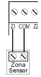 A ligação dos sensores com fio nos bornes das zonas da central de alarme deve ser feita com cabo 4x26 AWG ou superior, com comprimento máximo de 100 m e resistências total de 10 Ω.