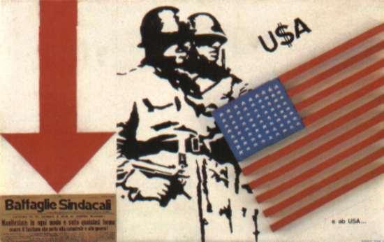 Figura 1 - USA e abusa (1966) Massa acrílica sobre madeira 33 x 52 cm 10 Nessa obra efetua clara referência à imposição do imperialismo dos Estados Unidos da América, cujo objetivo maior era o lucro