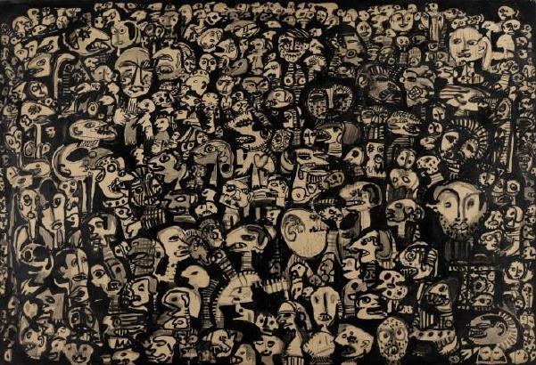 Rubens Gerchman, Multidão,, 1968, acrílica e grafite sobre aglomerado, 121,7 X 180, 6 cm, Coleção Gilberto Chateaubriand, (MAM RJ) universo dos artistas argentinos foram marcantes e incorporados