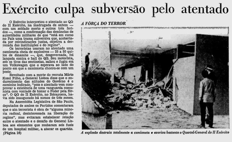 84 força para ser elaborado, lançado e se sustentado, e o regime militar teria se enfraquecido e caído em alguns dias. Mas durou 21 anos.