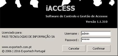 1. LOGIN DE ACESSO Interface de Login do iaccess Protegido por Username e