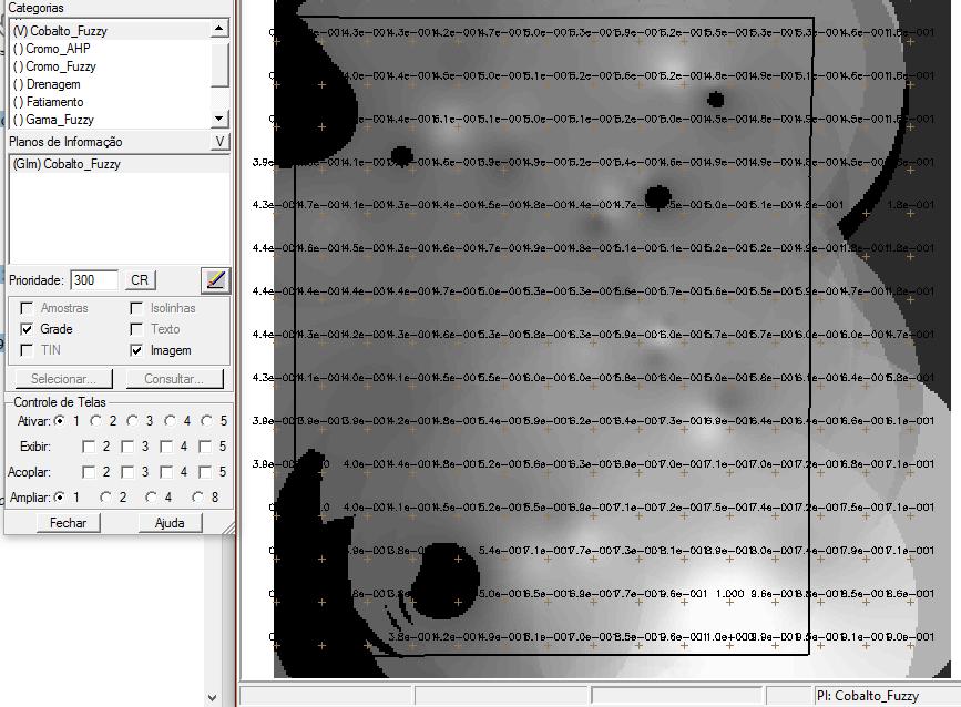 Figura 4: Plano de Informação Cobalto_Fuzzy. 5) Após a geração destes dois planos de informação, foram cruzadas as informações de cada um destes (figura 5), utilizando a função Fuzzy Gama.