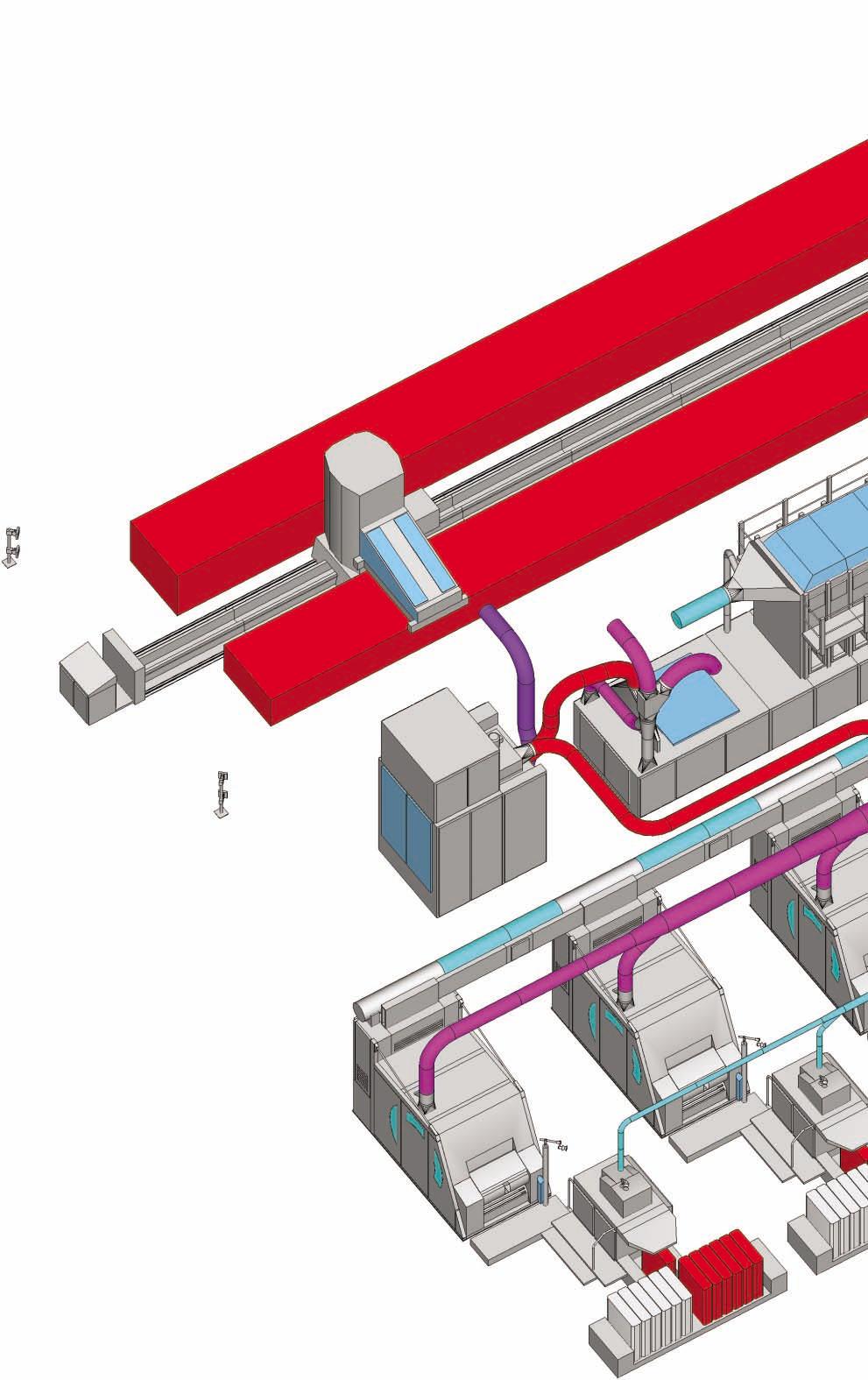 Exemplo 1 Curta compacta econômica A instalação mais curta para 800 kg/h A linha de limpeza completa é composta de somente quatro elementos: Abridor automático de fardos BLENDOMAT Separador