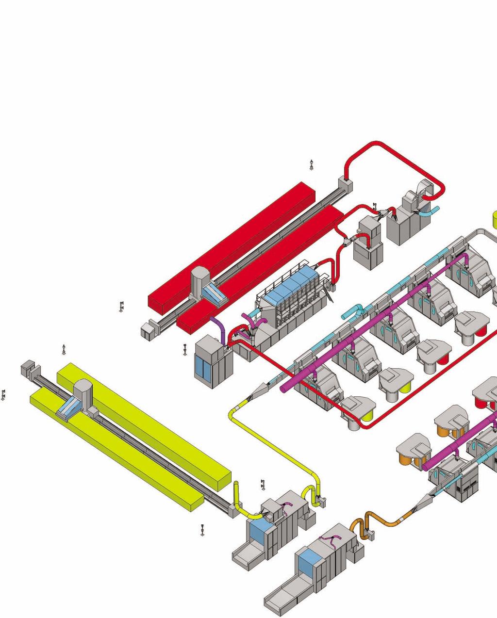 Exemplo 2 Alta flexibilidade e produtividade A instalação mais flexível para 600 kg/h Nesta instalação podem ser processados simultaneamente três diferentes materiais: Através da mistura de passador