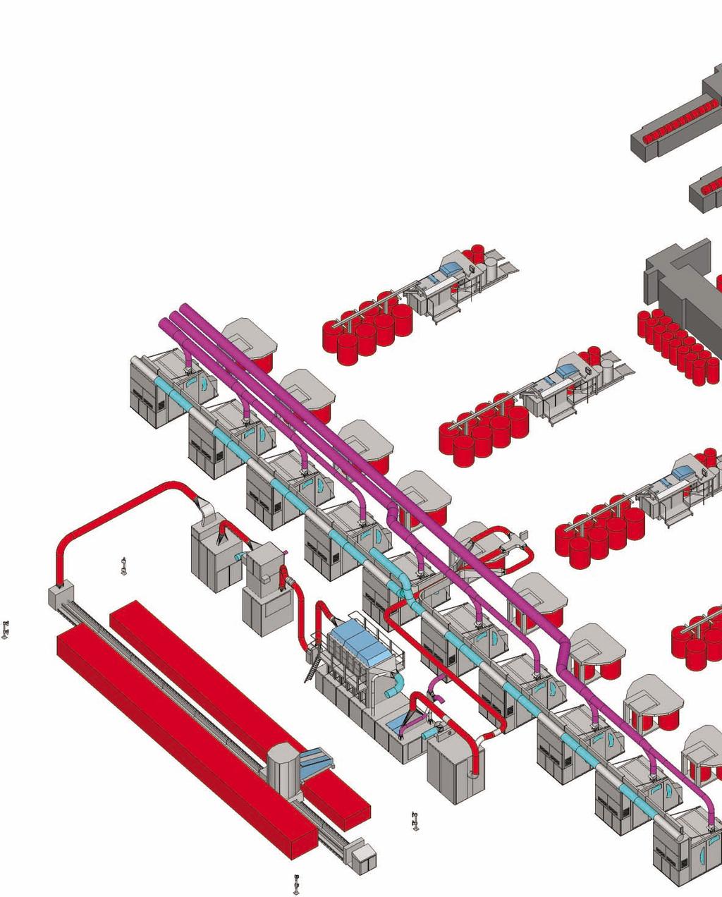 Exemplo 3 Fios finos da classe de elite A instalação para fios finos penteados para 400 600 kg/h dependendo do título do fio O desbaste dos fardos ocorre automaticamente.