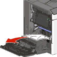 200 atolamento de papel 1 Abra a porta lateral da impressora. ATENÇÃO SUPERFÍCIE QUENTE: A parte interna da impressora pode estar quente.