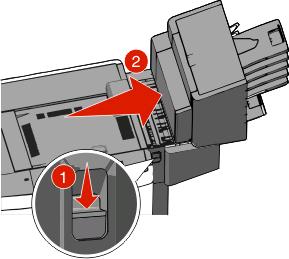 431 454 e 456 458 atolamentos de papel 1 Pressione o botão para deslizar o encadernador ou caixa de correio de saída para a direita.