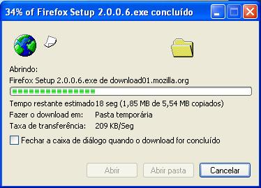 A janela Download de Arquivo Aviso de Segurança é