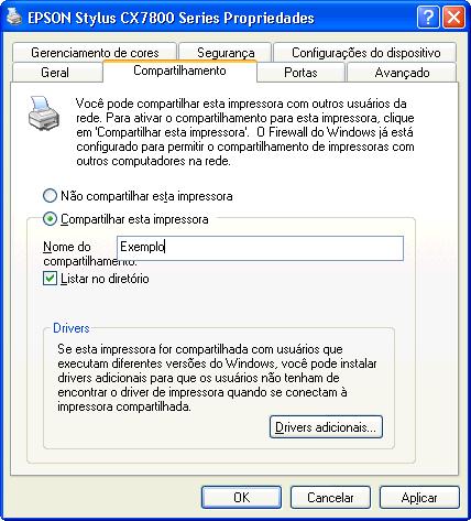 Capítulo 14 Laboratório/Aluno Clique na guia Compartilhamento. Selecione Compartilhar esta impressora. Nomeie o novo compartilhamento Exemplo e clique em Aplicar. Clique em OK.