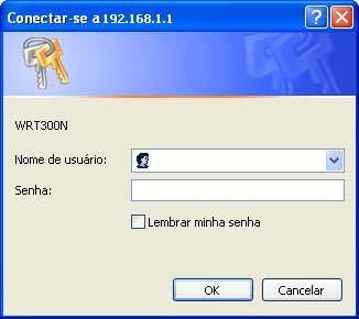 Capítulo 15 Laboratório/Aluno A janela Conectar a 192.168.1.1 é exibida.