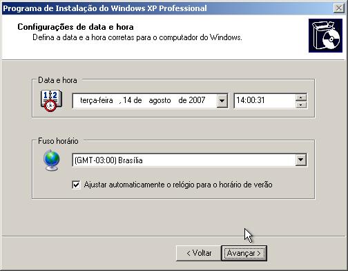 Capítulo 5 Laboratório/Aluno Etapa 8 Na tela Configurações de data e hora, configure o relógio do