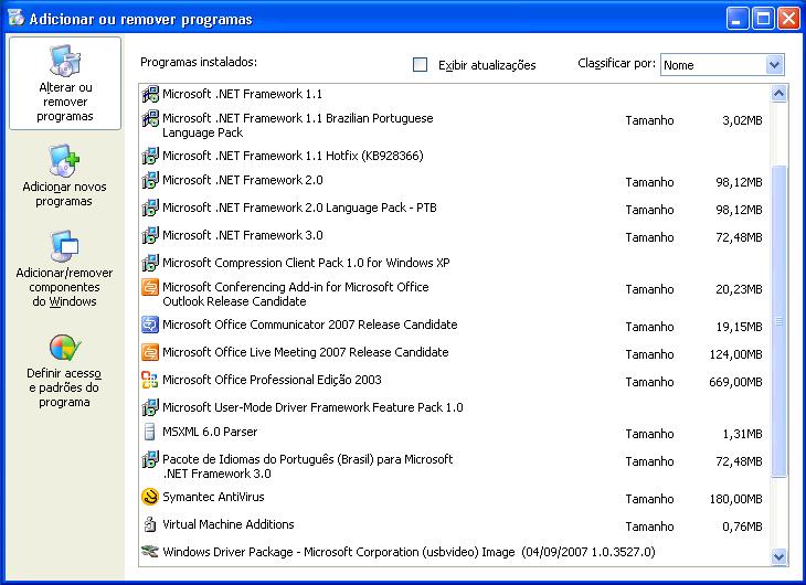 Capítulo 5 Laboratório/Aluno Depois do processo de remoção do aplicativo, a janela Adicionar ou remover programas não mostrará mais o Citrix ICA