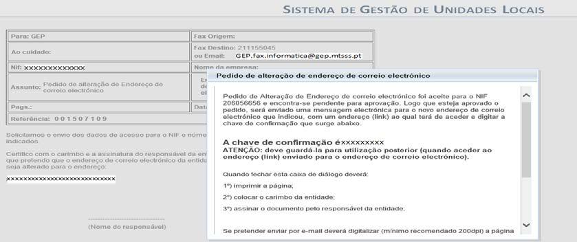 2) A entidade é reconhecida pelo sistema Se os dados já existem no sistema a Entidade deve confirmar o endereço de correio eletrónico.