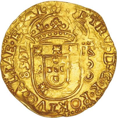 D. PEDRO, PRÍNCIPE REGENTE (1667-1683) 62* Ouro Moeda (4400 Réis) 1668 coroa solta EXTREMAMENTE RARA MBC 35000 29.03 PR.1 PM falta 12.
