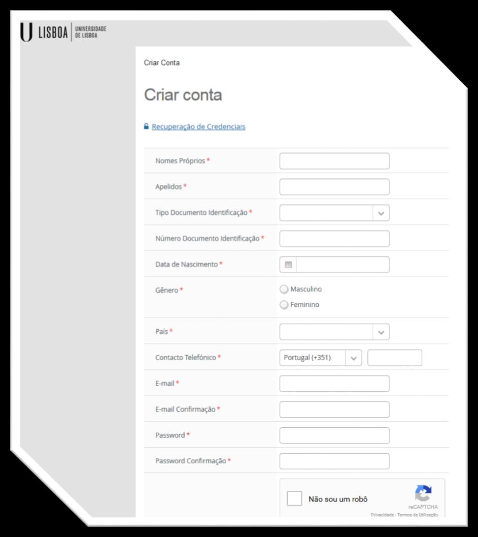 1. ACESSO Para aceder à plataforma é necessário criar uma conta de acesso no seguinte endereço: https://fenix.reitoria.ulisboa.