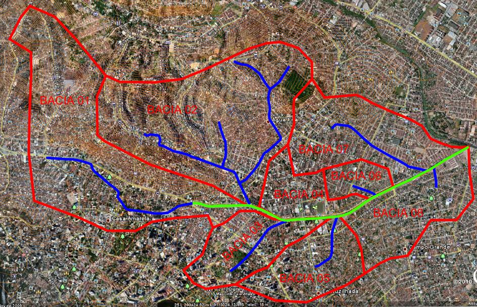 Conforme apresentado na figura 02 a seguir, o trecho em vermelho representa a parte revestida e a amarela a parte a ser revestida: Figura 2 Canal Vasco Da Gama mais conhecido como Canal Do Arruda