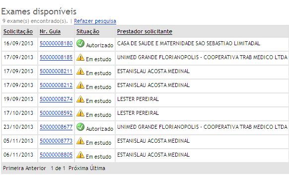 Captura de Guia Ao clicar no ícone Novo exame, deve-se digitar o código do