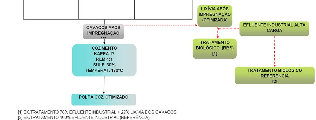 Foi realizado triplicata de cada cozimento após confirmação do kappa 17, utilizando 600g secos de cavacos, totalizando 35