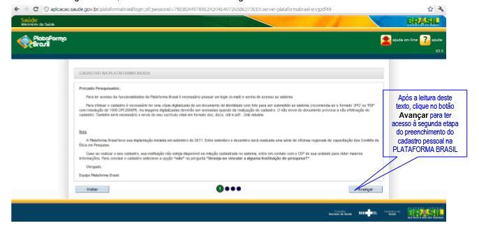 Clicar na opção CADASTRE-SE para ter acesso ao sistema PLATAFORMA