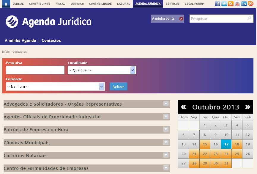 Contactos 1. Para aceder aos Contactos Úteis clicar em Contactos. 1. É apresentada a página dos contactos úteis.