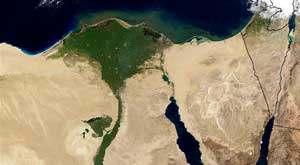 Rio Nilo.Imagem satélite.