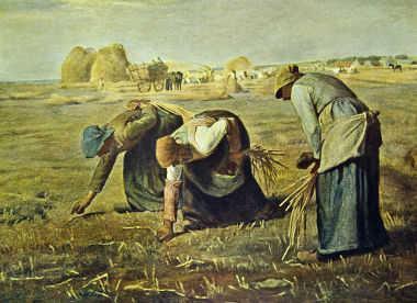 22. Observe a imagem a seguir: The Gleaners, obra de Jean François Millet (1857) Ao analisarmos os elementos presentes na representação artística acima, podemos constatar que a produção agrícola