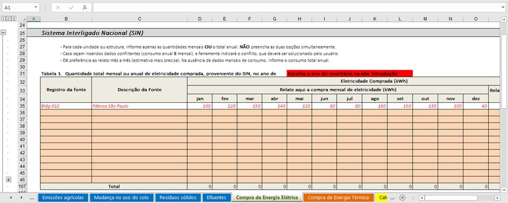 Figura 15 - Tela da opção "Sistema Interligado Nacional (SIN)" na aba Compra de Energia Elétrica.