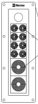 Os módulos são intercambiáveis com placas cegas de mesmas dimensões externas, para permitir que um mesmo gabinete possa ser utilizado para entrada de cabos superior ou inferior, bastando troca