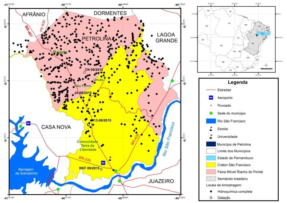 Diante desse cenário foram realizadas análises hidroquímicas e datações de amostras de água subterrânea objetivando ampliar o conhecimento sobre as causas e características das altas salinidades das