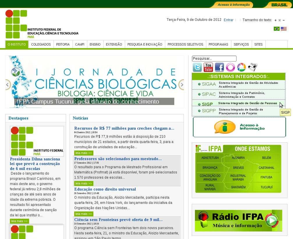 MANUAL DO DGP PARA HOMOLOGAÇÃO DE FÉRIAS Atenção: recomenda-se a utilização do navegador para acesso ao portal www.ifpa.edu.br.