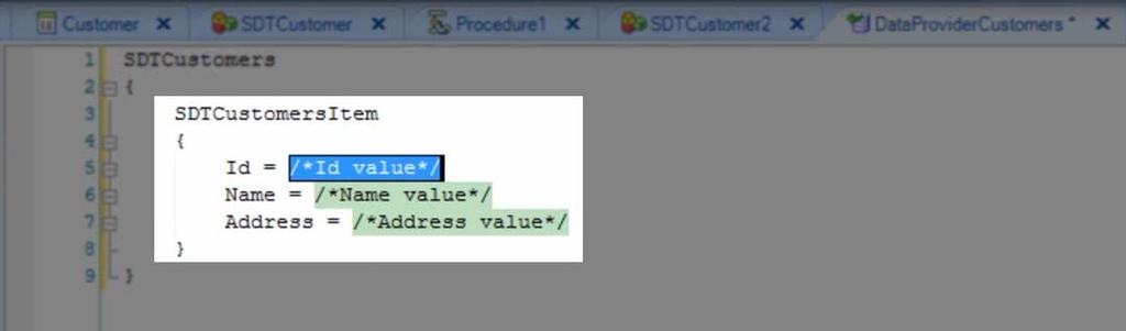 estrutura do SDT: Vemos que GeneXus