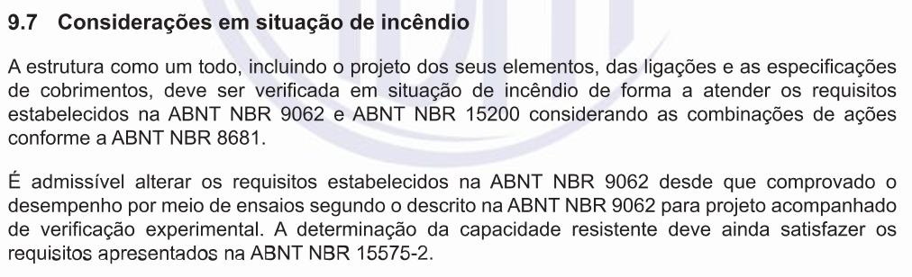 Considerações em situação de incêndio.