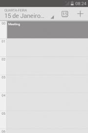 1 Vista multi-modo Pode visualizar o Calendário numa vista diária, semanal, mensal ou de agenda. Para alterar a vista de Calendário, toque no título da data para abrir um menu pendente com as opções.