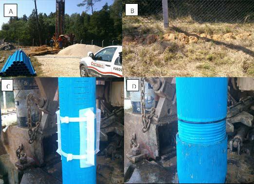 Universidade de Aveiro Obras de captação de águas subterrâneas e testes geoelétricos de aquisição com um resistivímetro WDA-1 43 de diâmetro 250 mm.