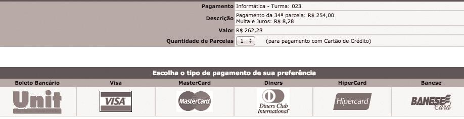 Passo 3 - Se a sua opção for pagamento com cartão de crédito.