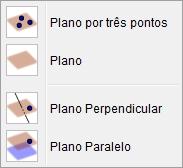 4.2 Janela de Visualização 3D 4 BARRAS DE FERRAMENTAS 4.2.8 Oitavo Grupo de Ferramentas Plano por três pontos: Essa ferramenta cria um plano a partir de 3 pontos nãocolineares.