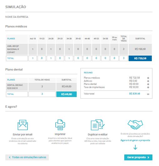 Nova Simulação Quando a simulação for aprovada pelo seu cliente, clique em Gerar