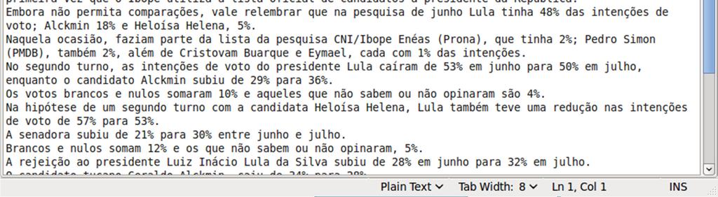 .. Seleção das características de sumarização Opções para sumarização Arquivo Extração de