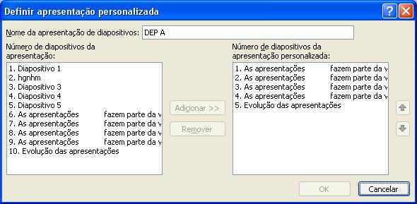 4. Para criar uma hiperligação (hiperlink) da apresentação principal para outra apresentação, define no diapositivo donde quer partir um texto,