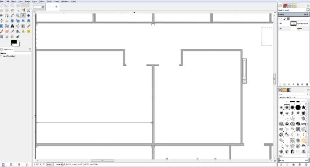 1. Medição da planta bidimensional Durante a primeira fase, foi feita a medição da planta 2D no software GIMP.