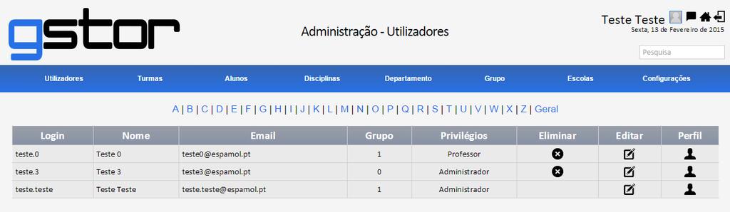 Administração Para entrar no painel de Administração basta clicar no respetivo retângulo.