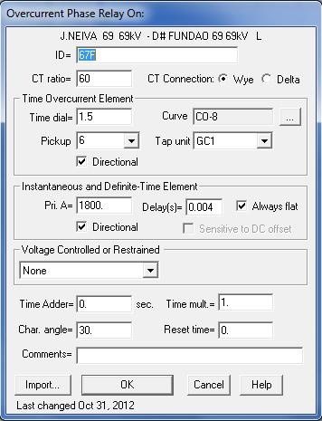 ANEXO A 117 Figura A.10 - Janela de configuração para parametrização da unidade direcional de fase. A Figura A.