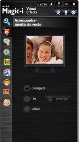 5 (Opcional) Selecione os efeitos que deseja aplicar: Ativar e desativar o acompanhamento do rosto. Para acompanhar um rosto, clique em Um.
