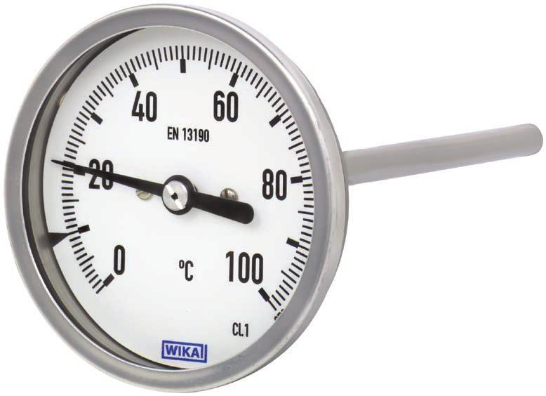 Medição mecânica de temperatura Termômetro bimetálico Modelo 54, série industrial WIKA folha de dados TM 54.