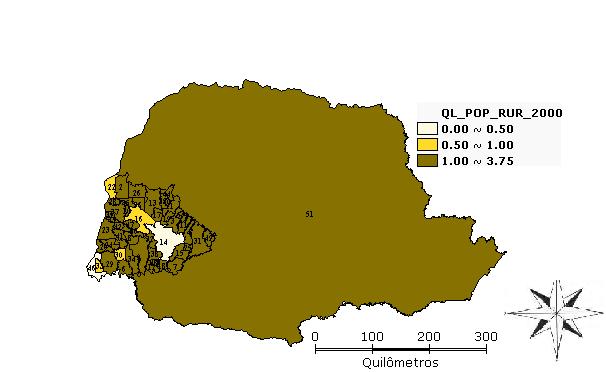 A população urbana da Região Oeste mantém o mesmo perfil intra-regional quando comparado com os municípios do restante do Estado do Paraná, ou seja, os maiores índices populacionais urbanos se