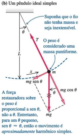 6 O PÊNDULO SIMPLES Um pêndulo simples é um modelo idealizado constituído por um corpo puntiforme suspenso por um fio inextensível de massa desprezível.