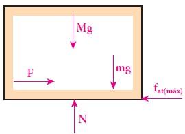 Representando graficamente, obtemos: 15 Uma caixa de massa M está sobre um piso horizontal. O coeficiente de atrito entre a caixa e o piso é igual a μ.